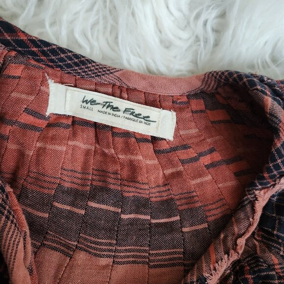 Free People Cloudbreaker Plaid Tunic Oversized Lace Up Pullover Small Balloon‎ - Picture 7 of 14